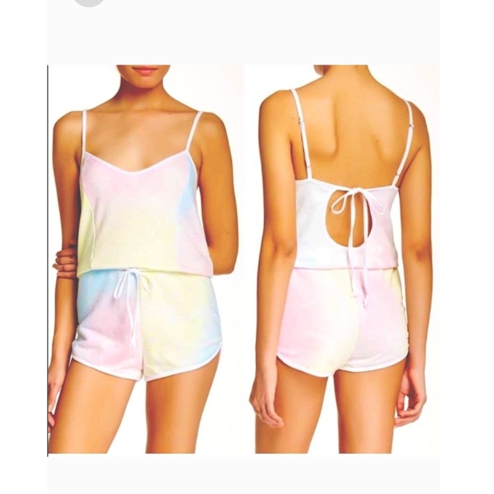 Wildfox Swim Tie Dye Pastel Sweat Romper One Piece Lounge Size S